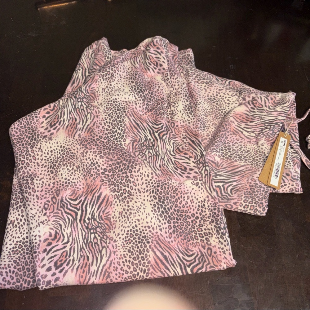 SKIMS Pink Animal Print Satin Sleep pant